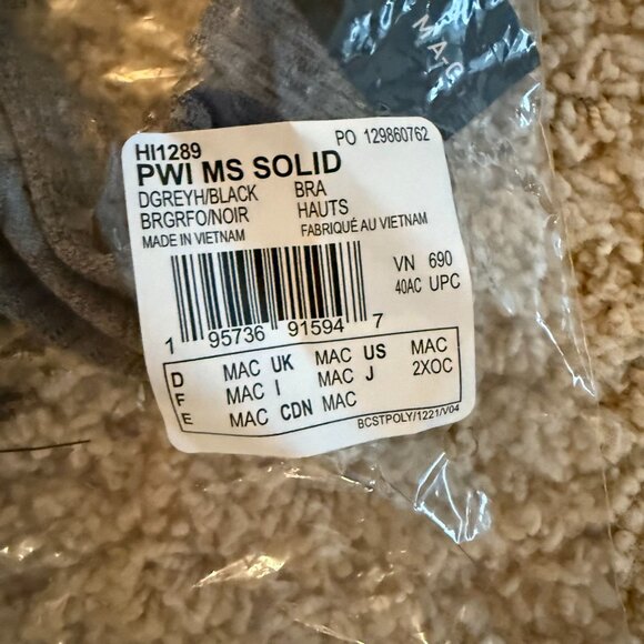 adidas Powerimpact Training Medium-Support Bra, Qty: 2, Dark Grey, Size M, NEW - Picture 6 of 6